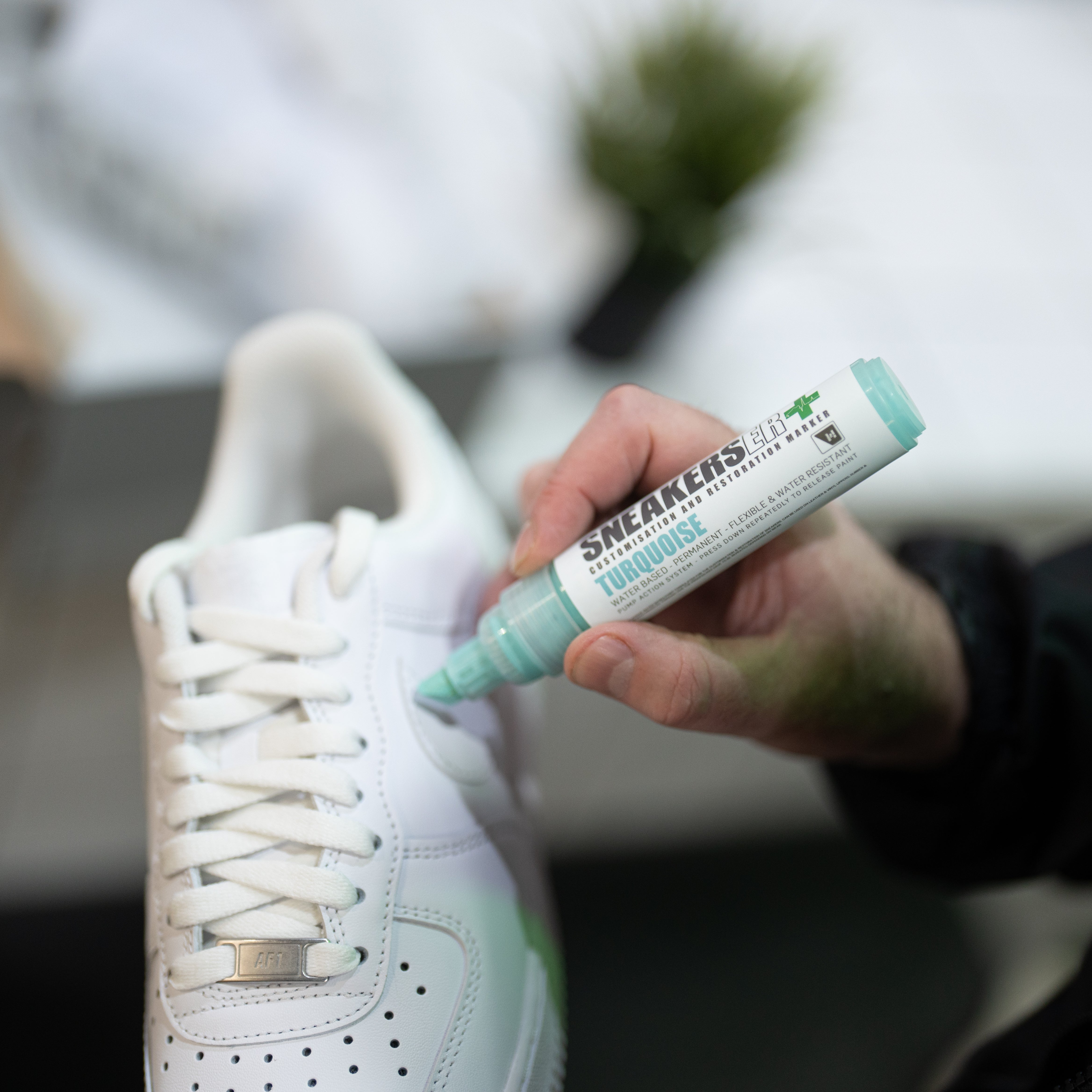 CUSTOM PAINT MARKER PEN BLUE Sneakers ER