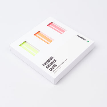 3 PACK GIFT BOX: FLAT SNEAKER LACES (HIGH'S) 180cm: BRIGHT GREEN, ORANGE & PINK