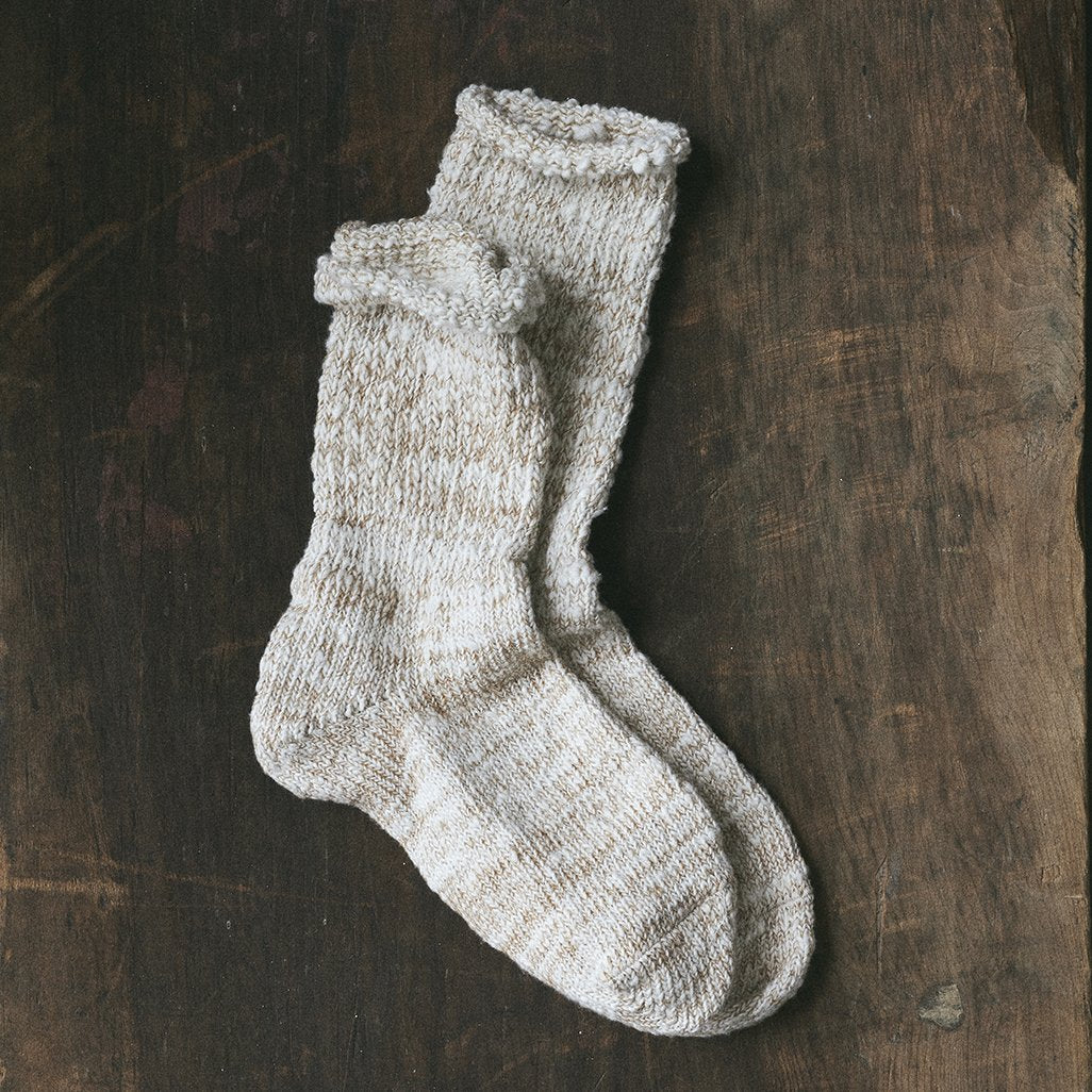 Yahae Japan Garabou Slipper Organic Cotton Socks - MEDIUM - BROWN